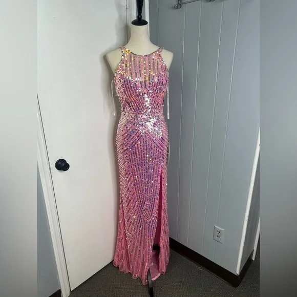 strapless open back dress LaDivine CD845C Long Beaded Prom Formal Plus Size Dress – The Dress Outlet